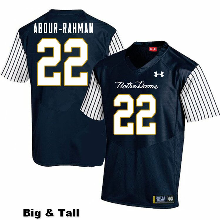 Men's NCAA Notre Dame Fighting Irish #22 Kendall Abdur-Rahman Stitched College Under Armour Authentic Navy Big & Tall Alternate Football Jersey KJ10D77BI